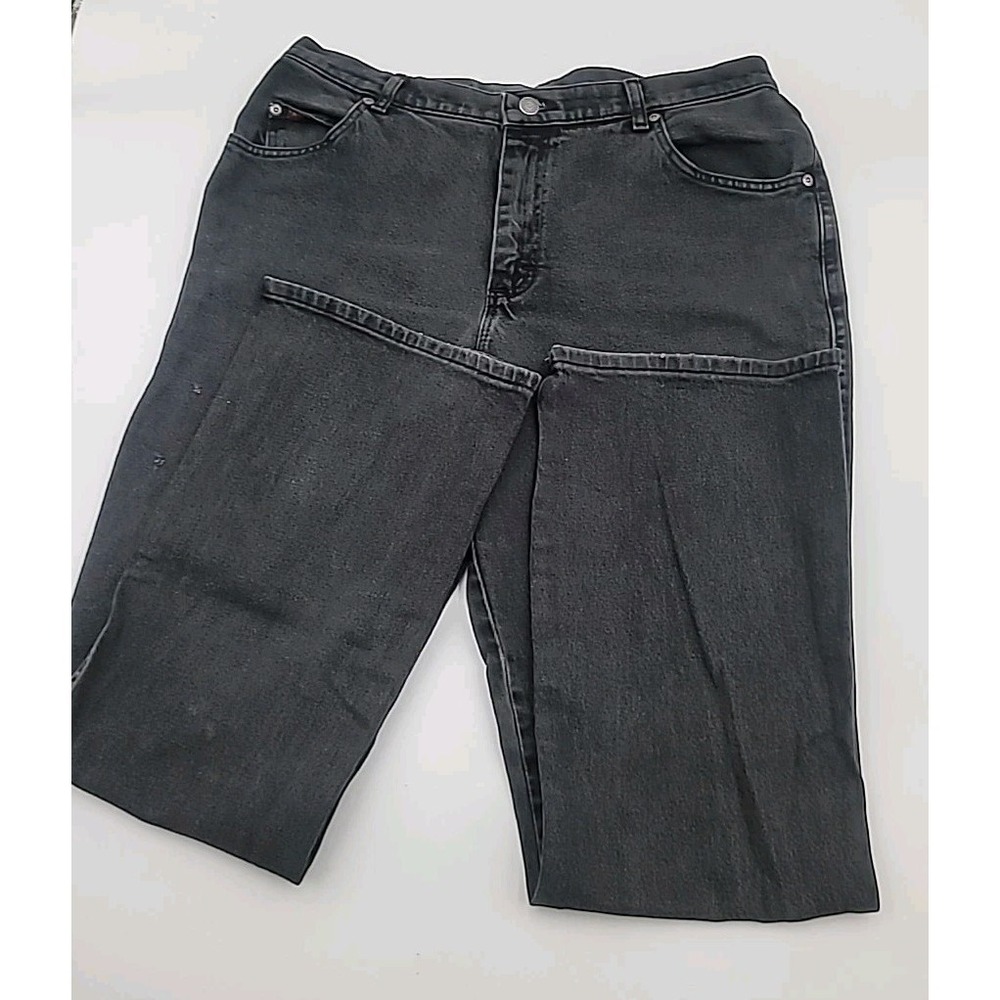 Women's Lee Jeans Size 16M Black Dark Wash Denim Straight Leg Pants 3058501